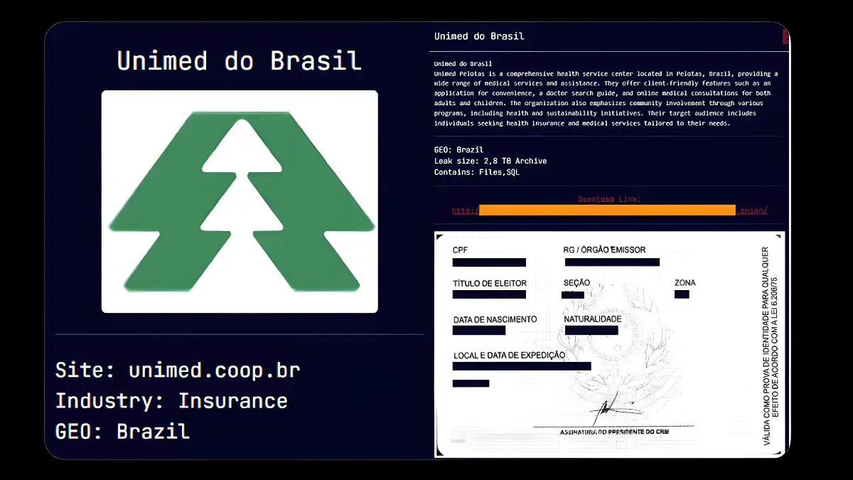 Grupo Hacker Sarcoma Alega Ter Roubado 3 TB de Dados da Unimed, Expondo Informações Sensíveis